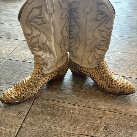 Dan Post Vintage Cowboy Boots with Python Snakeskin - Picture 3 of 5